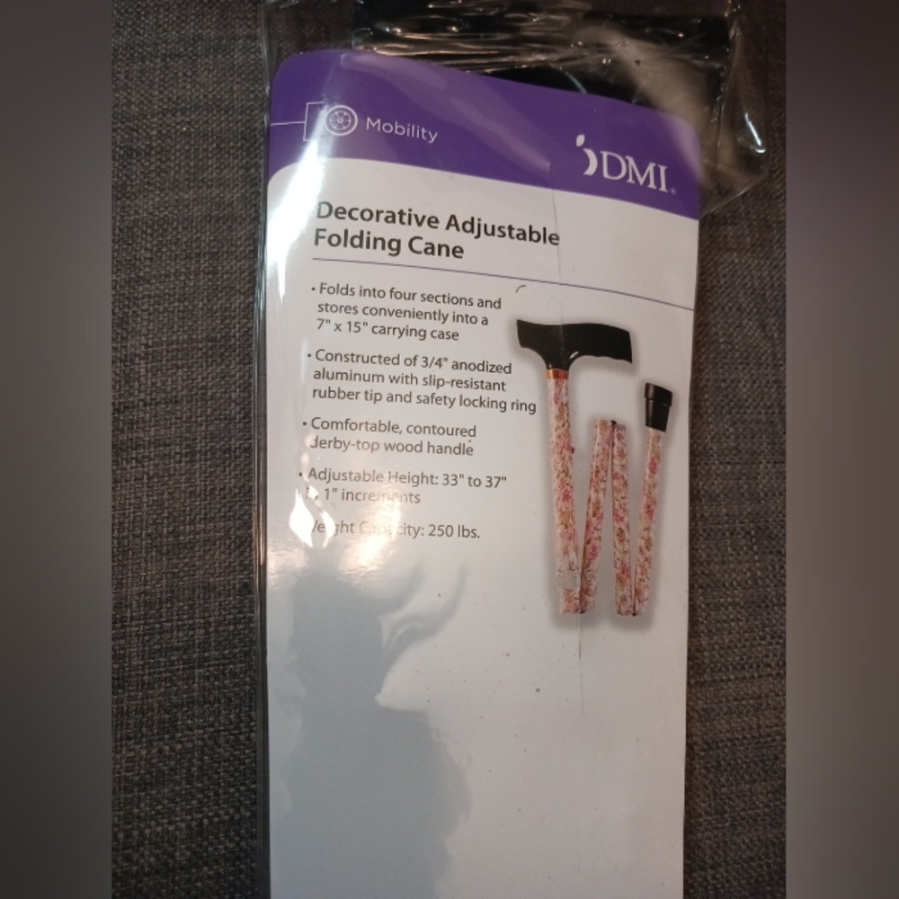 DMI Folding Cane, Pink Floral Mobility Decorative Adjustable New